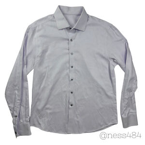 Men's J. Hilburn Custom Dress Shirt Gray Basketweave Size 17.5
